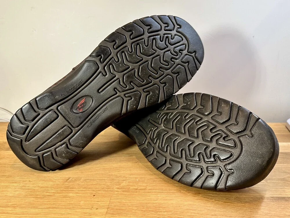 Red Wing 6702 Slip On Aluminum Toe Shoes Sz 10 D Brown Leather Slip Resistant